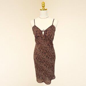 Vintage Brown Snakeskin Print Midi Dress